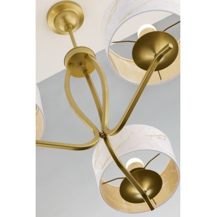 Jupiter 2109 - Pendellampe på stang KASZMIR 3xE27/15W/230V hvid/guld/marmorfinish
