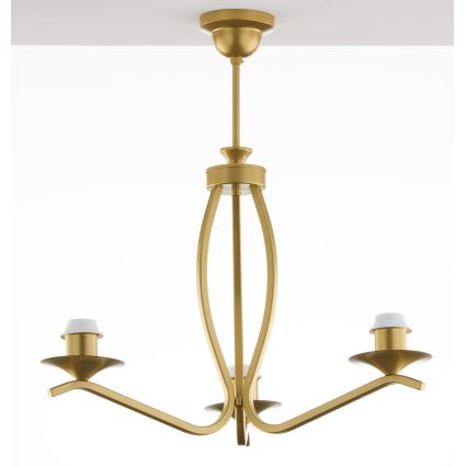 Jupiter 2109 - Pendellampe på stang KASZMIR 3xE27/15W/230V hvid/guld/marmorfinish