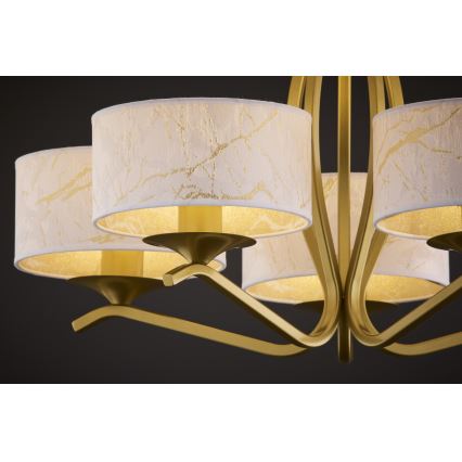 Jupiter 2110 - Stangpendel KASZMIR 5xE27/15W/230V hvid/guld/marmordekor