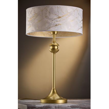 Jupiter 2112 - Bordlampe KASZMIR 1xE27/15W/230V hvid/guld/marmorlook