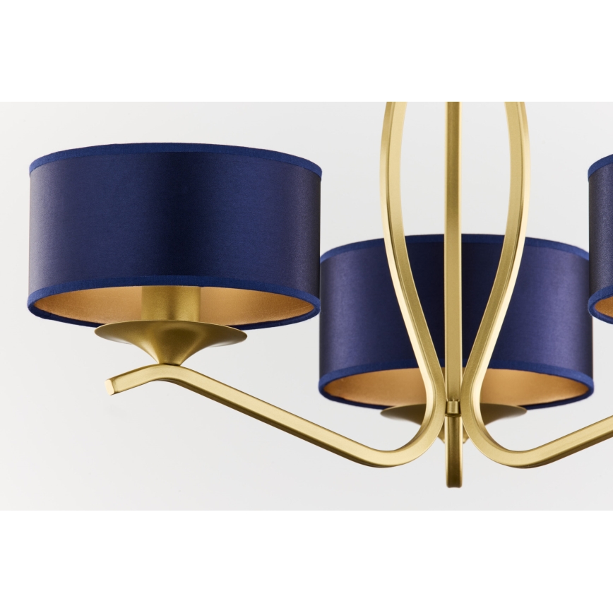 Jupiter 2113 - Lysekrone på stang KASZMIR 3xE27/15W/230V blå/guld