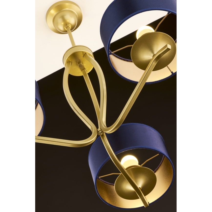 Jupiter 2113 - Lysekrone på stang KASZMIR 3xE27/15W/230V blå/guld