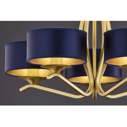 Jupiter 2114 - Lysekrone på stang KASZMIR 5xE27/15W/230V blå/guld