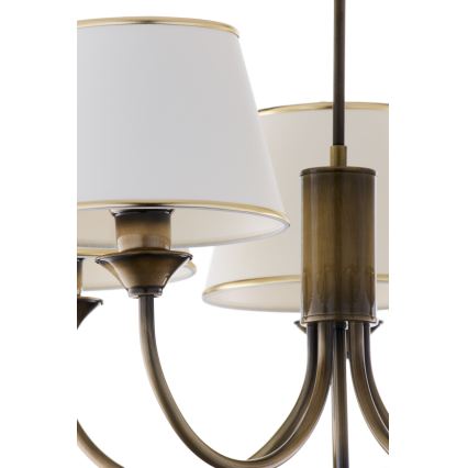 Jupiter 2133 - Lysekrone på stang CLASSIC 5xE27/15W/230V bronze/patina/cremefarvet