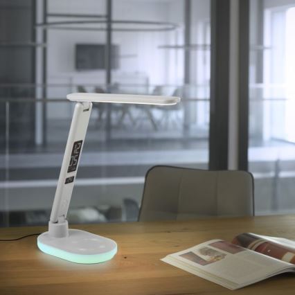 JUST LIGHT. 11018-16 - LED RGBW Dæmpbar touch bordlampe med trådløs opladning TINA LED/4W/230V hvid