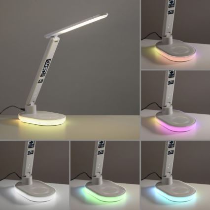 JUST LIGHT. 11018-16 - LED RGBW Dæmpbar touch bordlampe med trådløs opladning TINA LED/4W/230V hvid