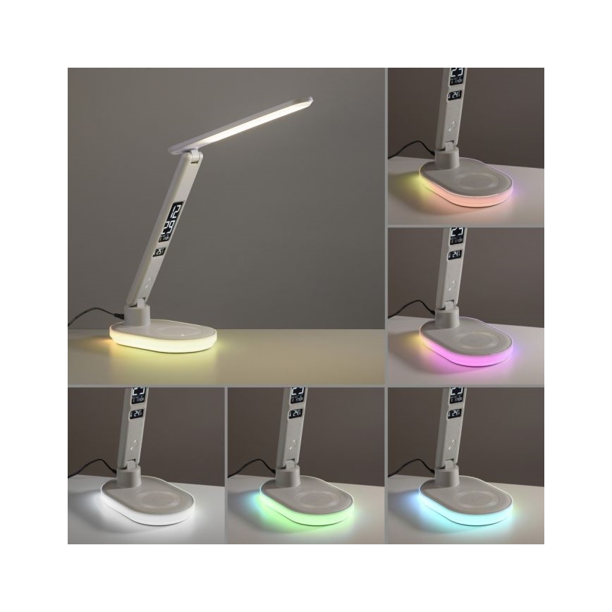JUST LIGHT. 11018-16 - LED RGBW Dæmpbar touch bordlampe med trådløs opladning TINA LED/4W/230V hvid