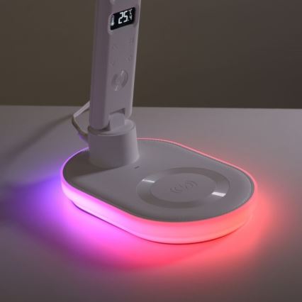 JUST LIGHT. 11018-16 - LED RGBW Dæmpbar touch bordlampe med trådløs opladning TINA LED/4W/230V hvid