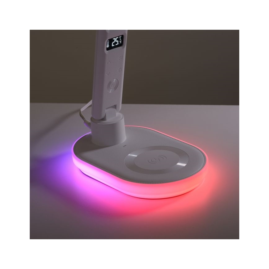 JUST LIGHT. 11018-16 - LED RGBW Dæmpbar touch bordlampe med trådløs opladning TINA LED/4W/230V hvid