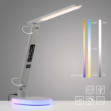 JUST LIGHT. 11018-16 - LED RGBW Dæmpbar touch bordlampe med trådløs opladning TINA LED/4W/230V hvid