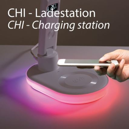 JUST LIGHT. 11018-16 - LED RGBW Dæmpbar touch bordlampe med trådløs opladning TINA LED/4W/230V hvid