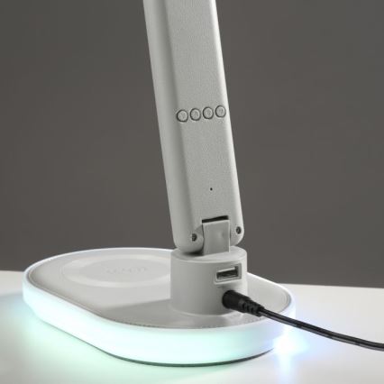 JUST LIGHT. 11018-16 - LED RGBW Dæmpbar touch bordlampe med trådløs opladning TINA LED/4W/230V hvid