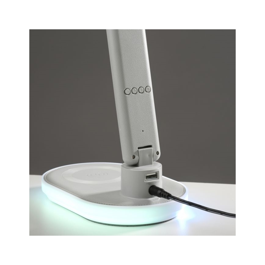JUST LIGHT. 11018-16 - LED RGBW Dæmpbar touch bordlampe med trådløs opladning TINA LED/4W/230V hvid