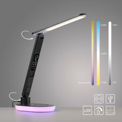 JUST LIGHT. 11018-18 - LED m. RGBW-farver LED bordlampe m. trådløs opladning og touch-funktion dæmpbar TINA LED/4W/230V