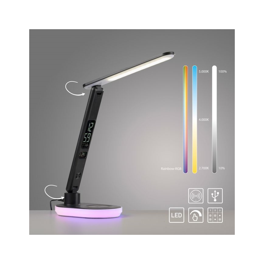 JUST LIGHT. 11018-18 - LED m. RGBW-farver LED bordlampe m. trådløs opladning og touch-funktion dæmpbar TINA LED/4W/230V