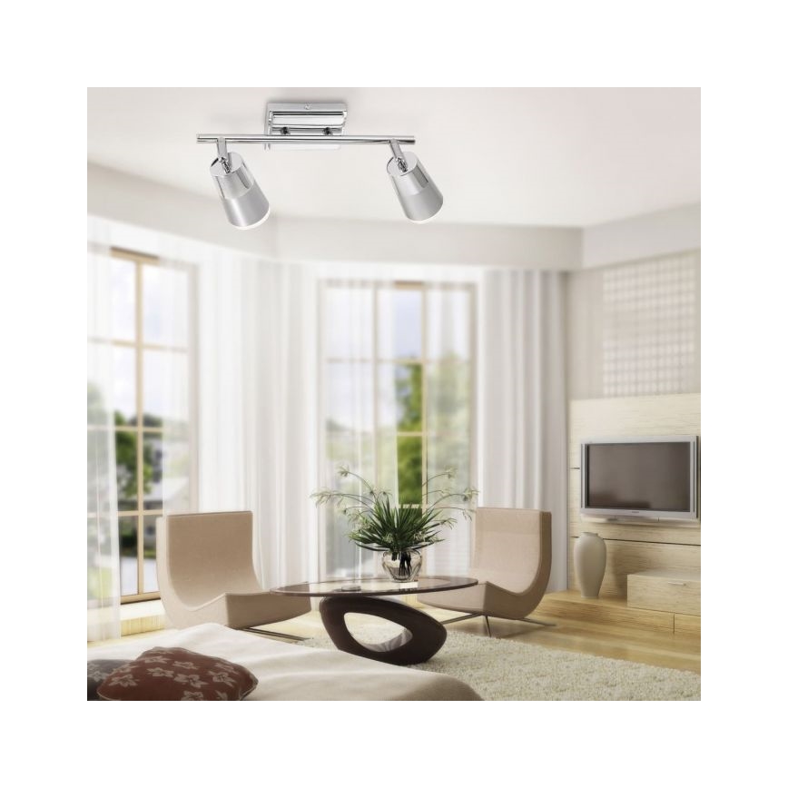 JUST LIGHT. 11229-17 - LED spotlampe DALLI 2xLED/3,5W/230V skinnende krom