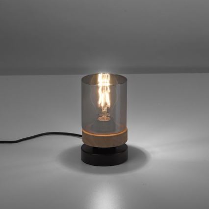 JUST LIGHT. 11310-18 - Bordlampe PASQUAL 1xE27/40W/230V sort/gummitræ