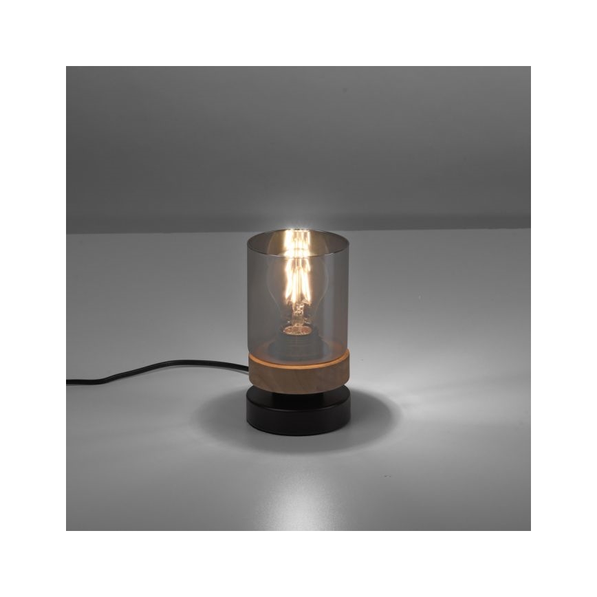 JUST LIGHT. 11310-18 - Bordlampe PASQUAL 1xE27/40W/230V sort/gummitræ