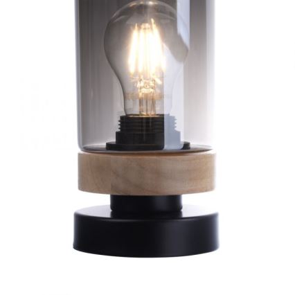 JUST LIGHT. 11310-18 - Bordlampe PASQUAL 1xE27/40W/230V sort/gummitræ