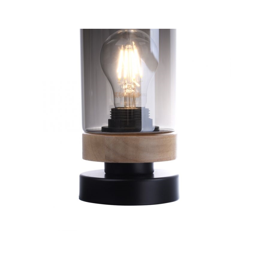 JUST LIGHT. 11310-18 - Bordlampe PASQUAL 1xE27/40W/230V sort/gummitræ