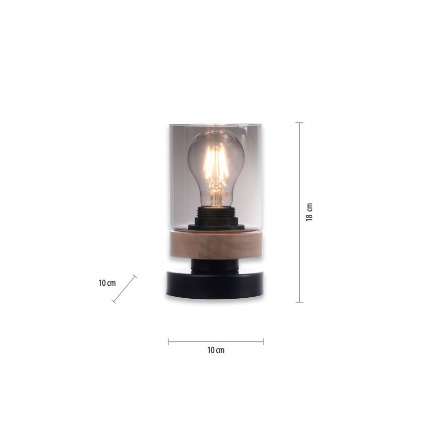 JUST LIGHT. 11310-18 - Bordlampe PASQUAL 1xE27/40W/230V sort/gummitræ