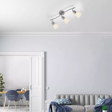 JUST LIGHT. 11953-55 - Spotlampe KARO 3xE14/40W/230V mat krom