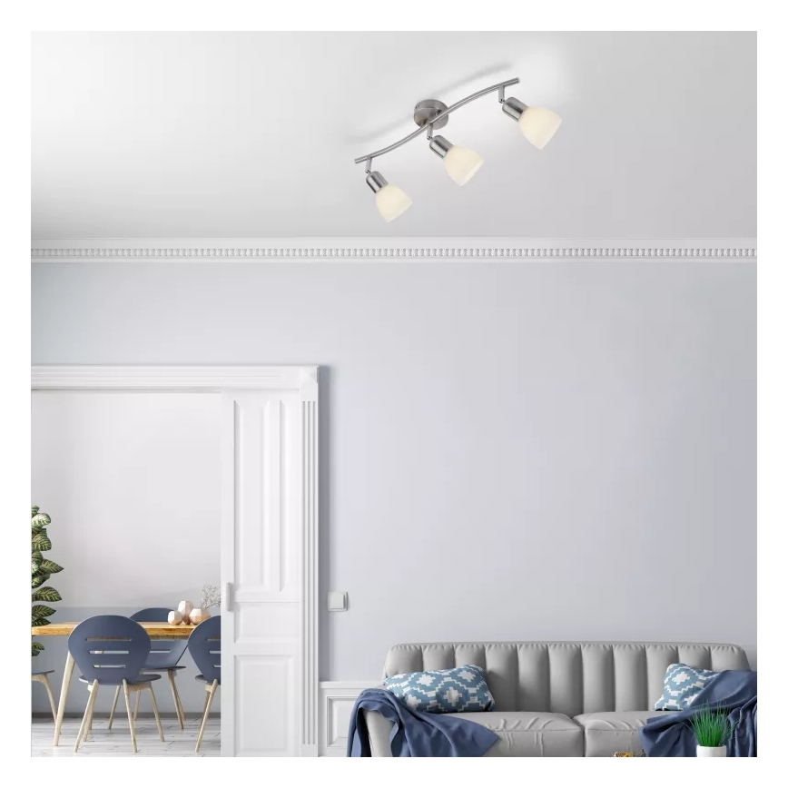 JUST LIGHT. 11953-55 - Spotlampe KARO 3xE14/40W/230V mat krom