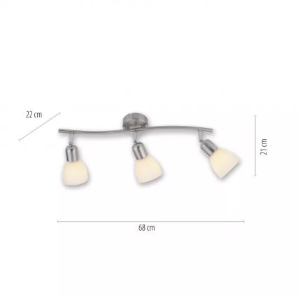 JUST LIGHT. 11953-55 - Spotlampe KARO 3xE14/40W/230V mat krom