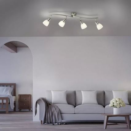 JUST LIGHT. 11954-55 - KARO spotlampe 4xE14/40W/230V, mat krom