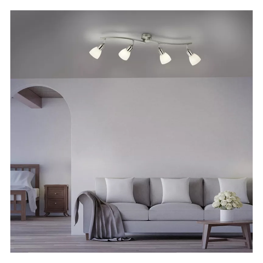 JUST LIGHT. 11954-55 - KARO spotlampe 4xE14/40W/230V, mat krom