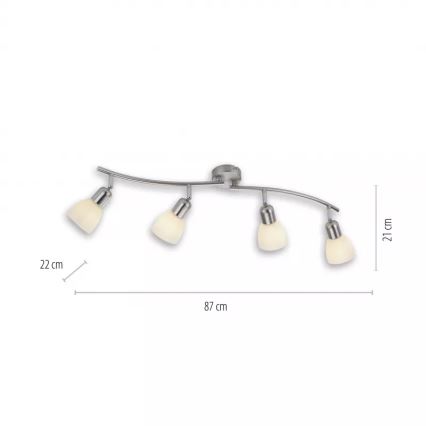 JUST LIGHT. 11954-55 - KARO spotlampe 4xE14/40W/230V, mat krom