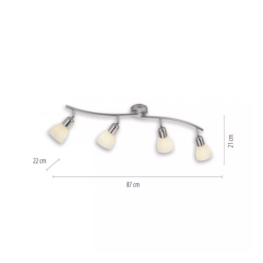 JUST LIGHT. 11954-55 - KARO spotlampe 4xE14/40W/230V, mat krom