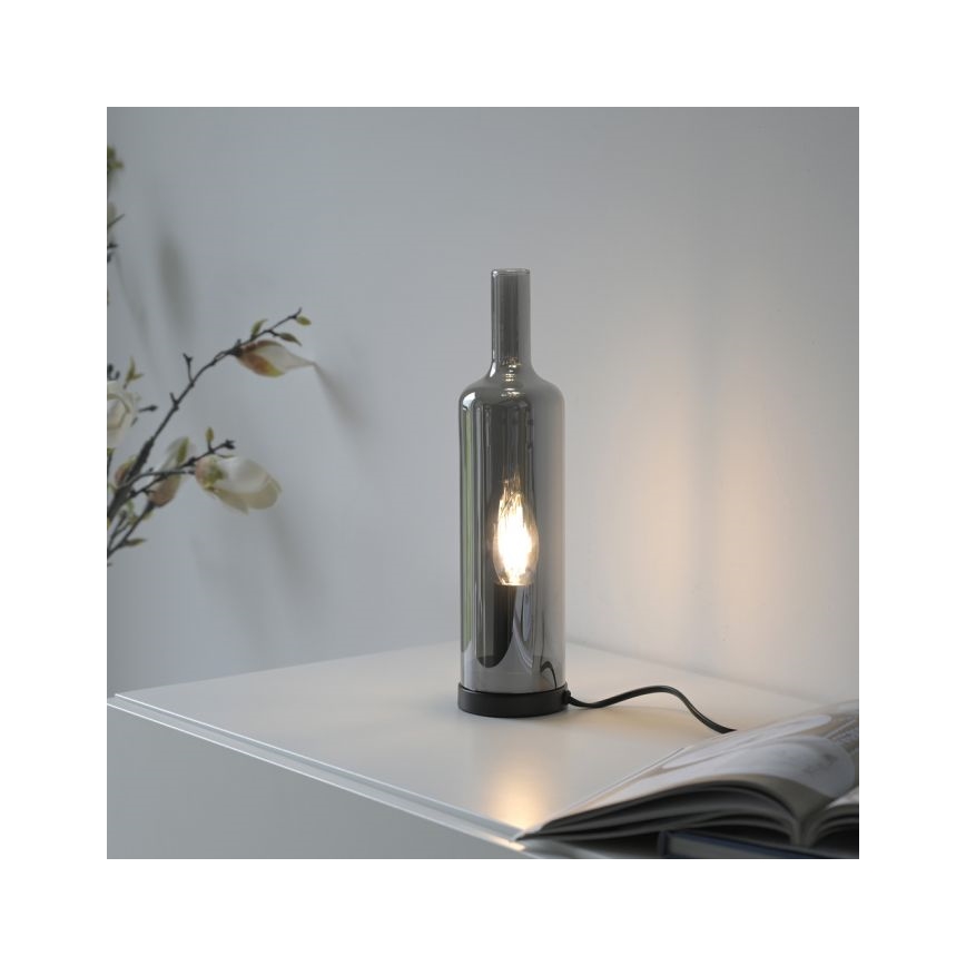 JUST LIGHT. 14006-25 - Bordlampe BOTTLE 1xE14/25W/230V sort/røgfarvet
