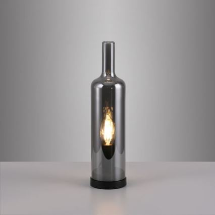 JUST LIGHT. 14006-25 - Bordlampe BOTTLE 1xE14/25W/230V sort/røgfarvet