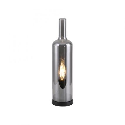 JUST LIGHT. 14006-25 - Bordlampe BOTTLE 1xE14/25W/230V sort/røgfarvet