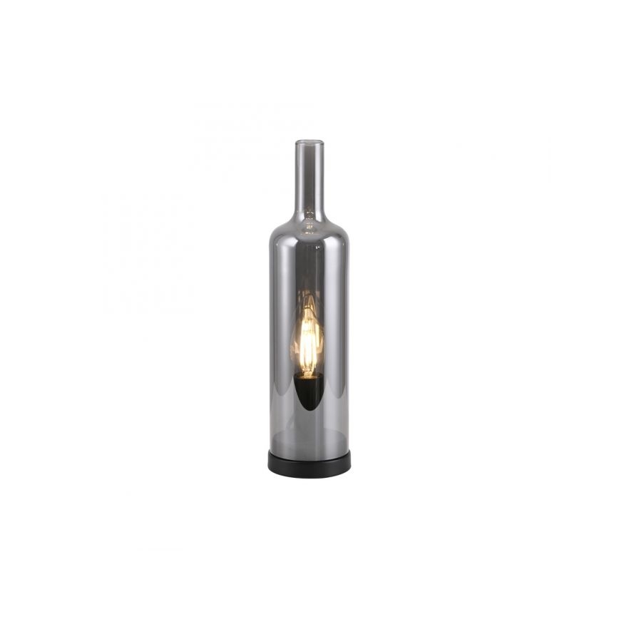 JUST LIGHT. 14006-25 - Bordlampe BOTTLE 1xE14/25W/230V sort/røgfarvet