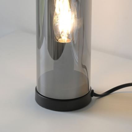 JUST LIGHT. 14006-25 - Bordlampe BOTTLE 1xE14/25W/230V sort/røgfarvet