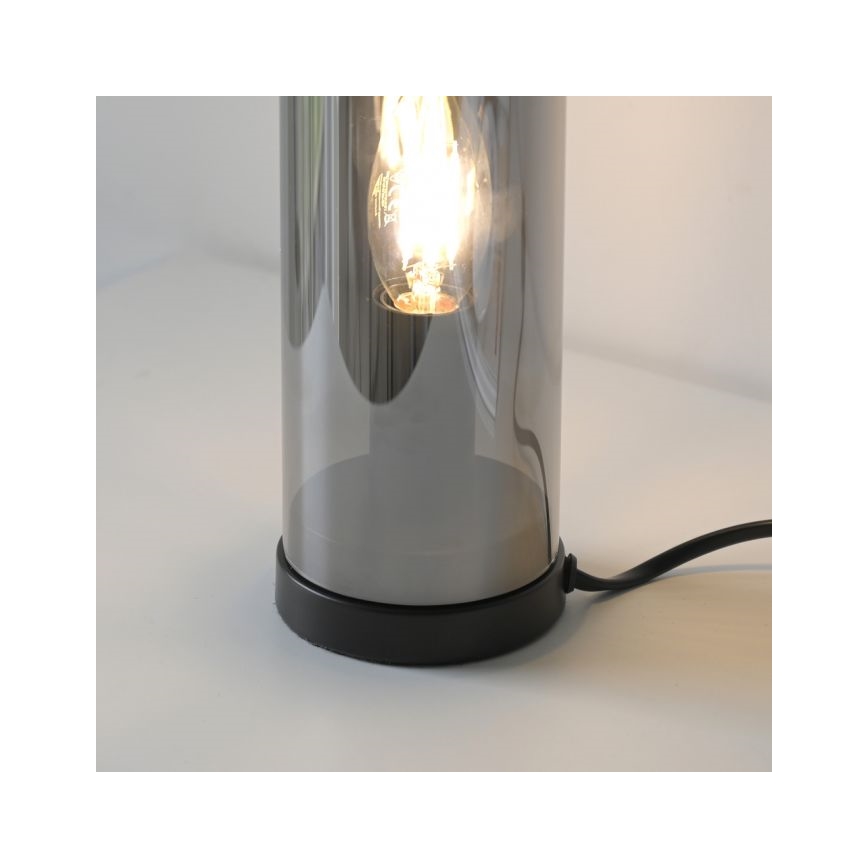 JUST LIGHT. 14006-25 - Bordlampe BOTTLE 1xE14/25W/230V sort/røgfarvet