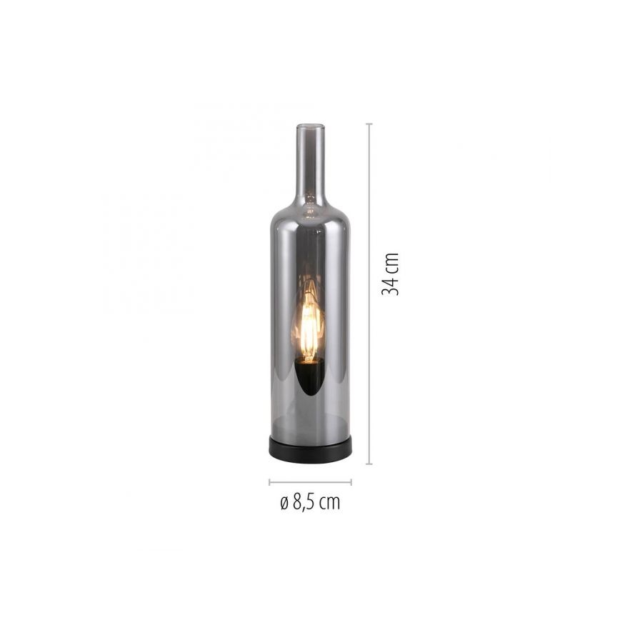 JUST LIGHT. 14006-25 - Bordlampe BOTTLE 1xE14/25W/230V sort/røgfarvet