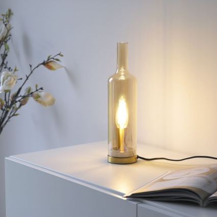 JUST LIGHT. 14006-27 - Bordlampe BOTTLE 1xE14/25W/230V beige/røget