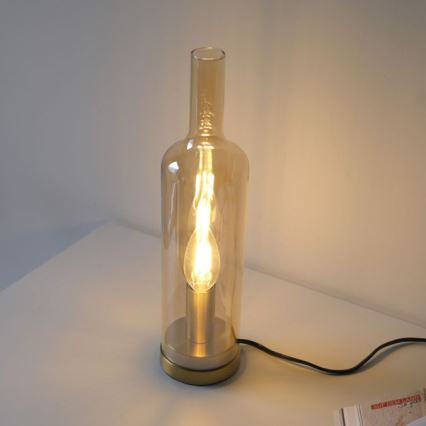 JUST LIGHT. 14006-27 - Bordlampe BOTTLE 1xE14/25W/230V beige/røget