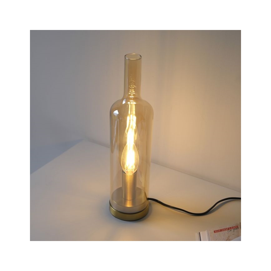 JUST LIGHT. 14006-27 - Bordlampe BOTTLE 1xE14/25W/230V beige/røget