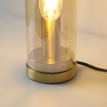 JUST LIGHT. 14006-27 - Bordlampe BOTTLE 1xE14/25W/230V beige/røget