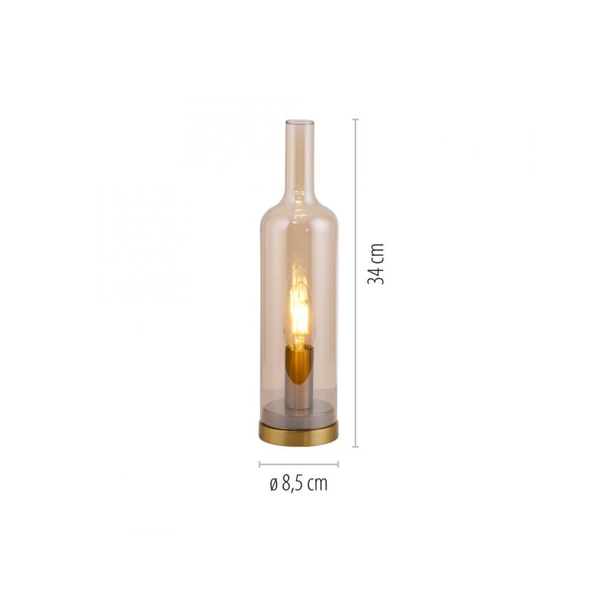 JUST LIGHT. 14006-27 - Bordlampe BOTTLE 1xE14/25W/230V beige/røget