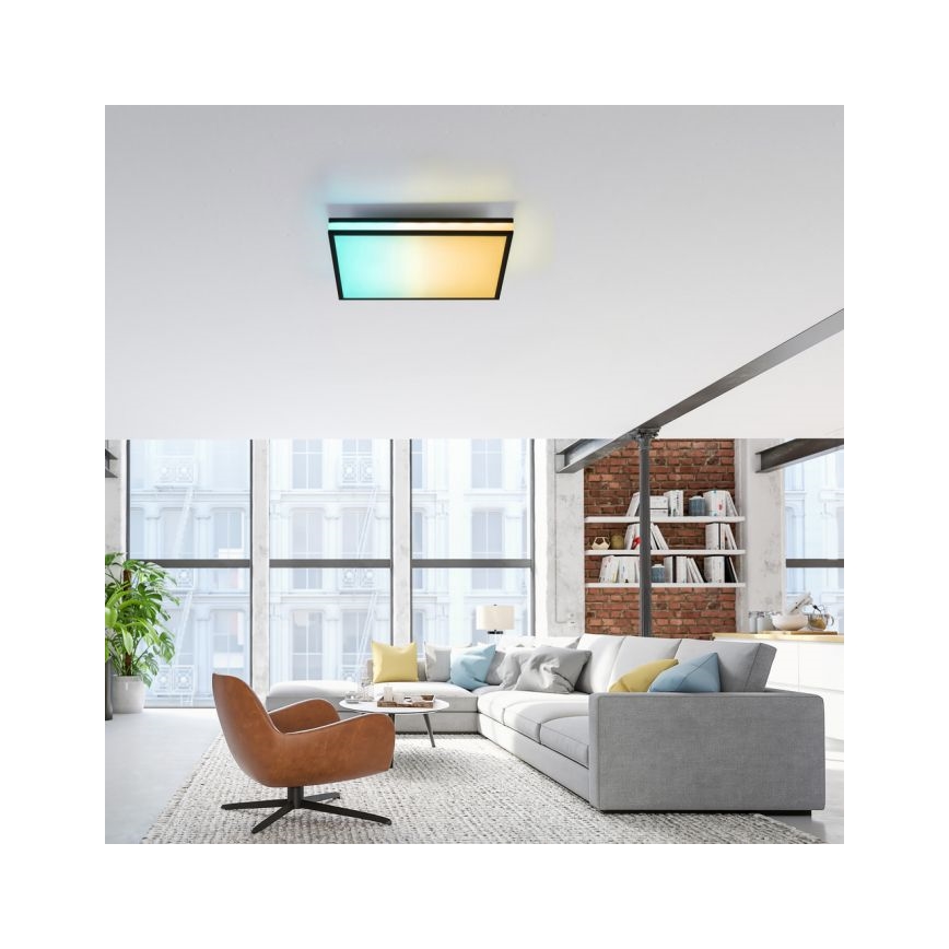 JUST LIGHT. 14110-18 - LED loftlampe m. RGBW-farver dæmpbar MARIO BLACK LED/19,5W/230V 2700-5000K + fjernbetjening