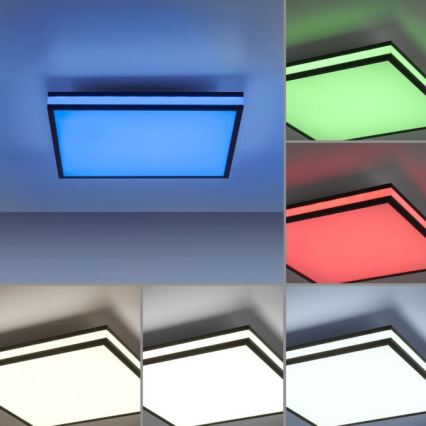 JUST LIGHT. 14110-18 - LED loftlampe m. RGBW-farver dæmpbar MARIO BLACK LED/19,5W/230V 2700-5000K + fjernbetjening