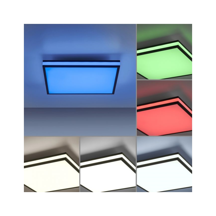 JUST LIGHT. 14110-18 - LED loftlampe m. RGBW-farver dæmpbar MARIO BLACK LED/19,5W/230V 2700-5000K + fjernbetjening
