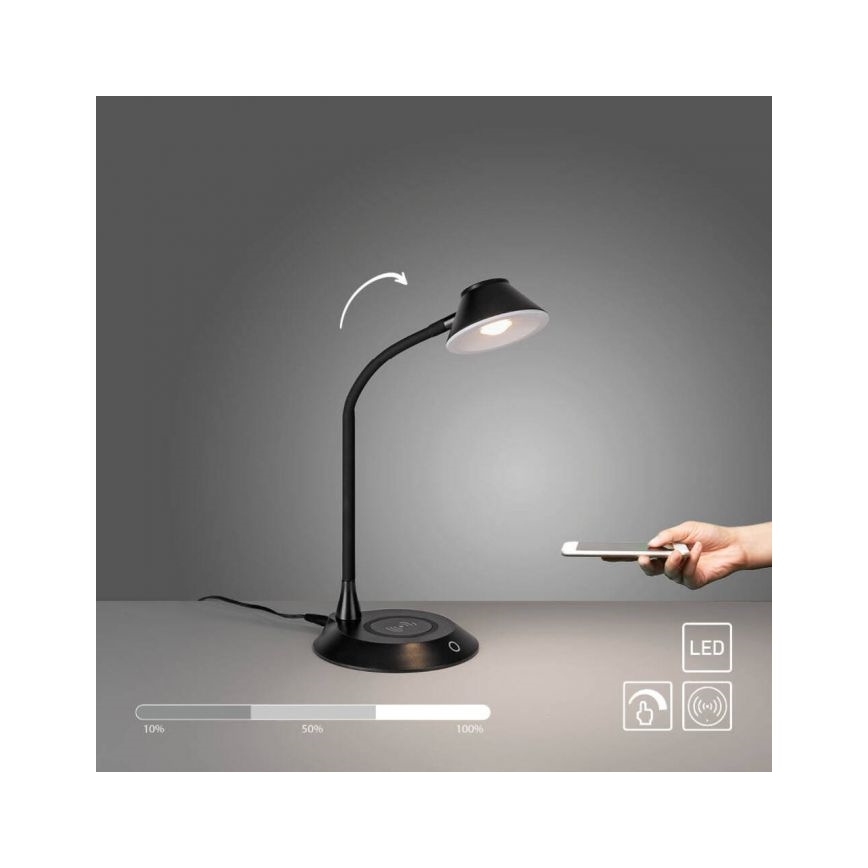JUST LIGHT. 14414-18 - LED Dæmpbar fleksibel berøringsbetjent bordlampe med trådløs opladning PUCKI LED/4,5W/230V sort