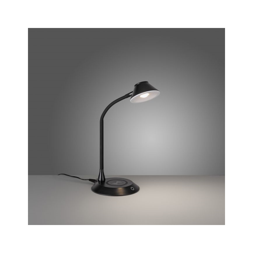 JUST LIGHT. 14414-18 - LED Dæmpbar fleksibel berøringsbetjent bordlampe med trådløs opladning PUCKI LED/4,5W/230V sort