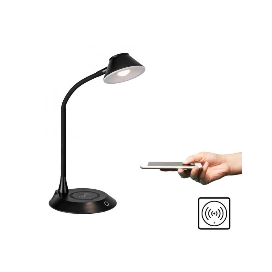 JUST LIGHT. 14414-18 - LED Dæmpbar fleksibel berøringsbetjent bordlampe med trådløs opladning PUCKI LED/4,5W/230V sort